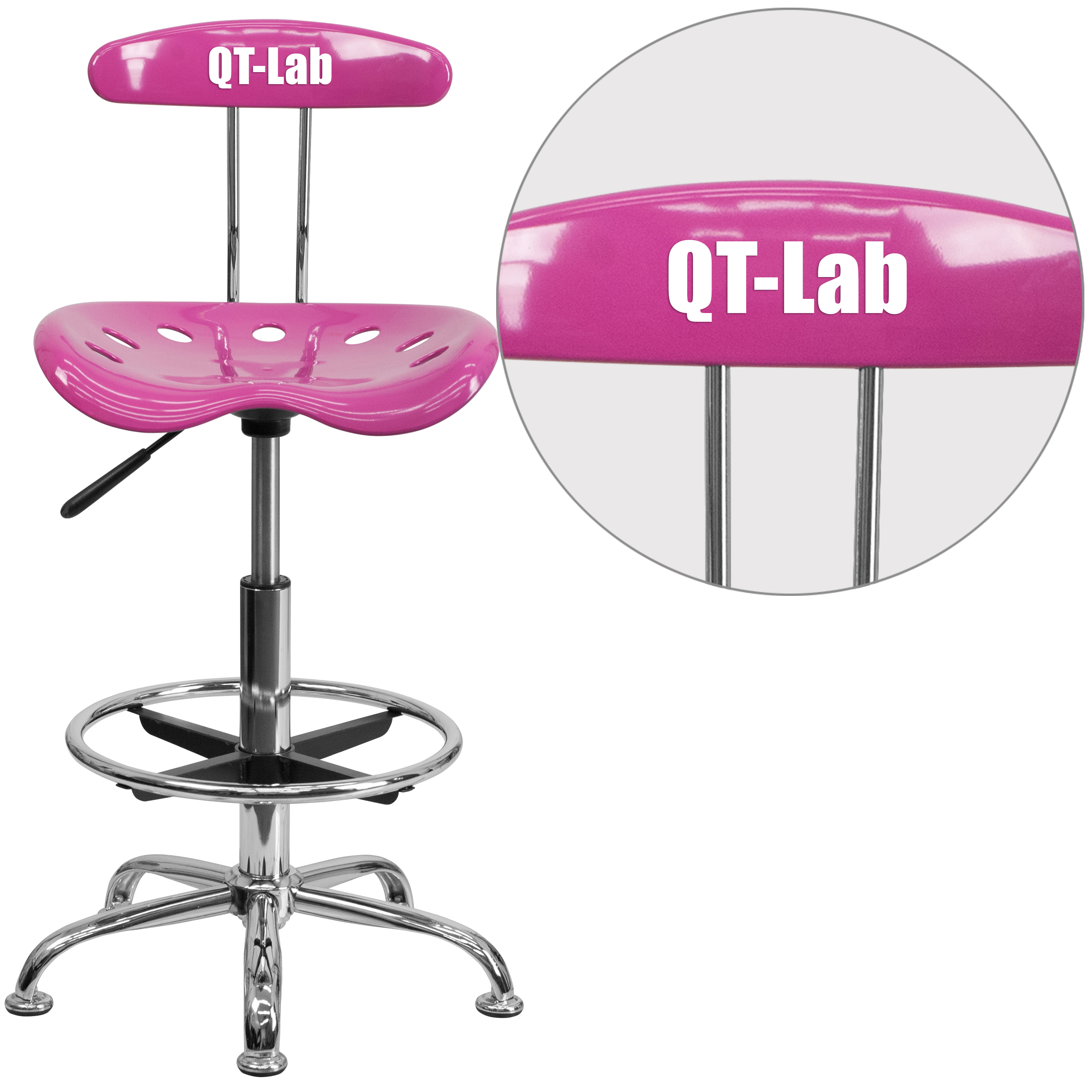 LF-215-GREEN-GG Vibrant Green and Chrome Drafting Stool with Tractor Seat 